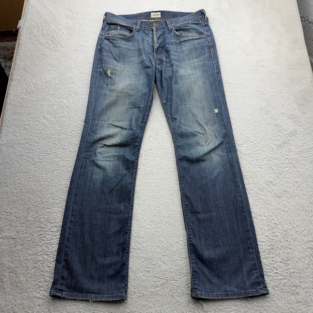 Hudson Clifton Bootcut Jeans Mens 32 Boss Wash Distressed Button Fly M1350GA
